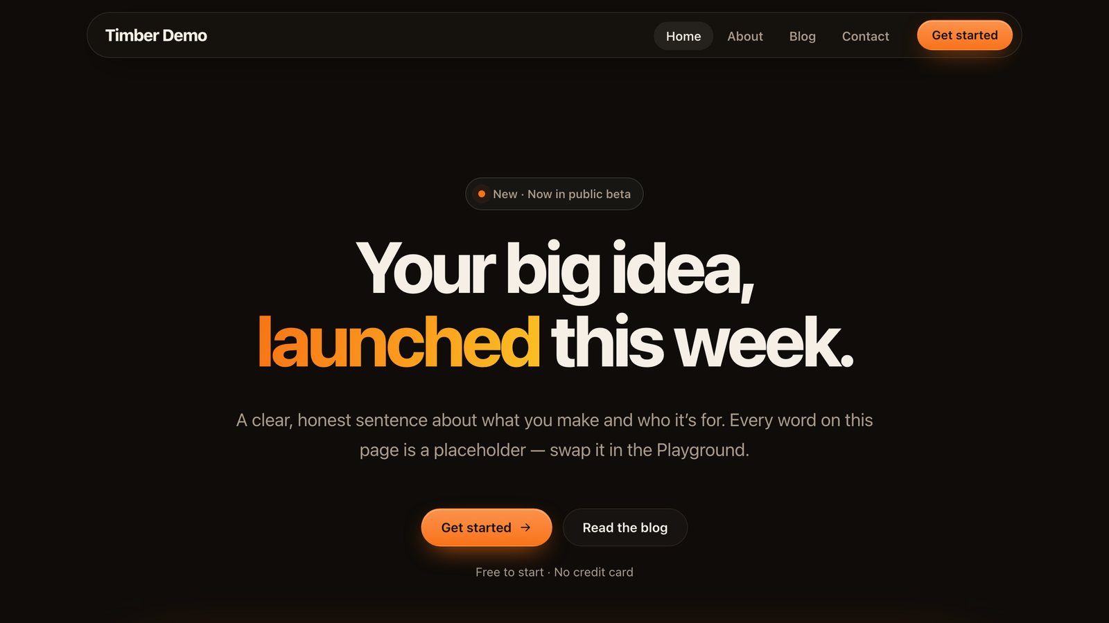 A Timber site using the Ebony theme