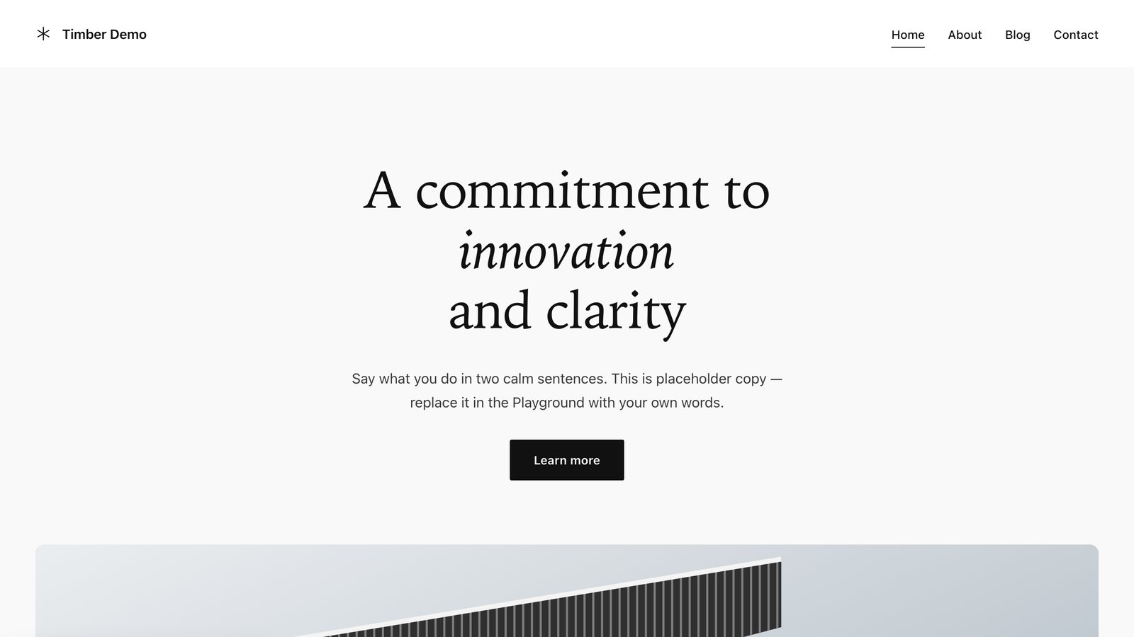 A Timber site using the Ghost theme